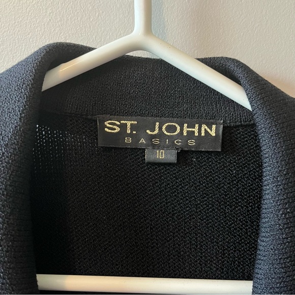 ST. JOHN Basics Tweed Knit Double Breasted Blazer Jacket Size 10 - Picture 7 of 7